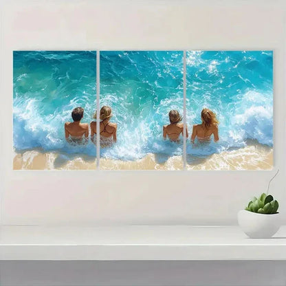 3pcs Ocean Beach Watercolor Wall Art Canvas Unframed - High Quality Print 100% Australian Made Wall Canvas