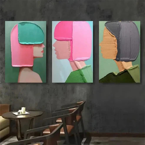 3pcs Colorful Abstract Portrait Wall Art Set Canvas Unframed - High Quality Print 100% Australian Made Wall Canvas