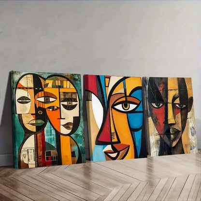 3pcs Abstract African Faces Wall Art Canvas Unframed - High Quality Print 100% Australian Made Wall Canvas