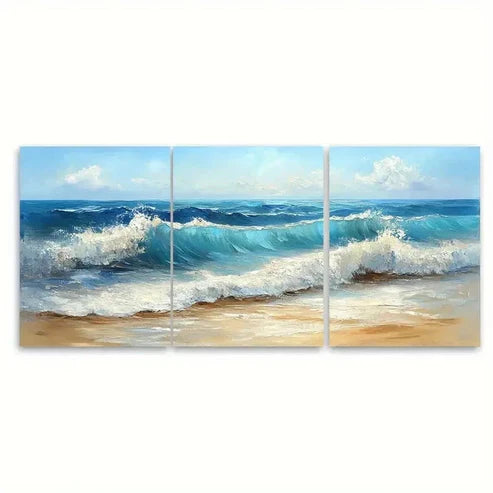 3pcs Ocean Waves Seaside ER Wall Art Set Canvas Unframed – High Quality Print 100% Australian Made Wall Canvas