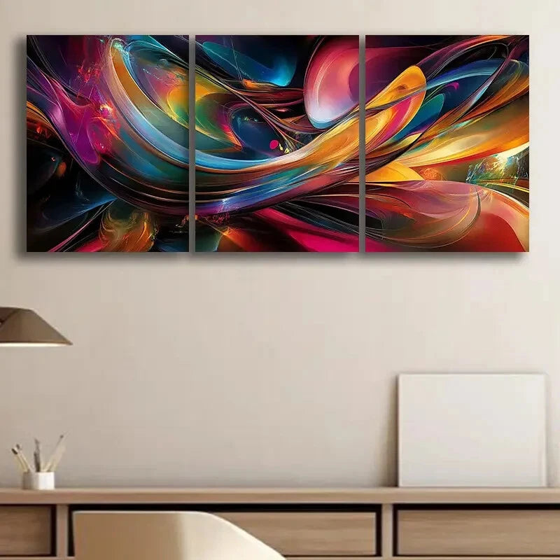 3pcs Abstract Liquid Color Painting Metal Print Ready to Hang Art