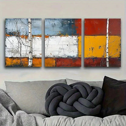 3pcs Birch Tree Abstract Wall Art Set Canvas Framed 40x60cm - High Quality Print 100% Australian Made Wall Canvas Ready to Hang
