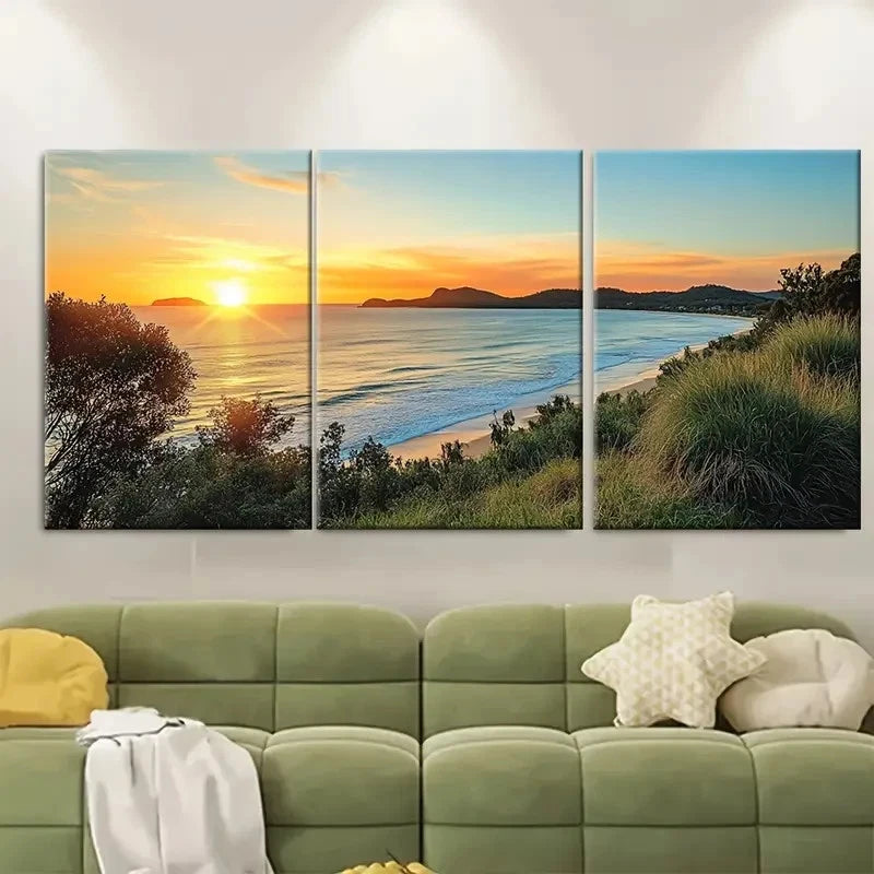 3pcs Byron Bay Travel Print Australia Wall Art Set Canvas Framed 40x60cm - High Quality Print 100% Australian Made Wall Canvas Ready to Hang