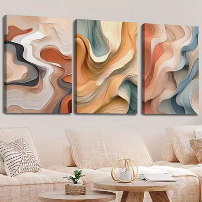 3pcs Abstract Colorful Wavy Lines Wall Art Set Canvas Framed 40x60cm – High Quality Print, 100% Australian Made, Ready to Hang