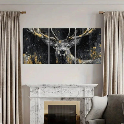 3pcs Artistic Deer Antlers Abstract Design Metal Print Ready to Hang Art
