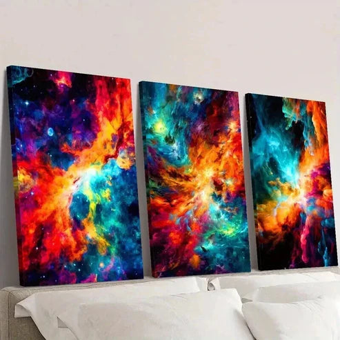 3pcs Abstract Colorful Space Stars Orientation  Wall Art Set Canvas Unframed - High Quality Print 100% Australian Made Wall Canvas