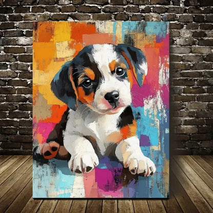 Beautiful Modern Abstract Puppy Contemporary Painting 40x60cm Metal Print Ready to Hang