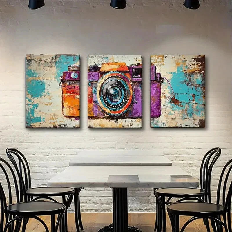 3pcs Vintage Camera Aesthetic Metal Print Ready to Hang Art