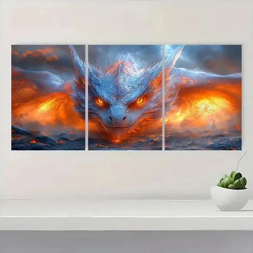 3pcs Mythical Dragon Design OL Wall Art Set Canvas Unframed - High Quality Print 100% Australian Made Wall Canvas