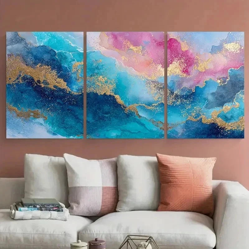 3pcs Sunset Abstract Ocean & Cloud Perfect Wall Art Set Canvas Framed 60x90cm - High Quality Print 100% Australian Made Wall Canvas Ready to Hang