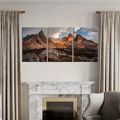 3pcs Sunset & Rocky Mountain Landscape Wall Art Set Canvas Framed 40x60cm - High Quality Print 100% Australian Made Wall Canvas Ready to Hang