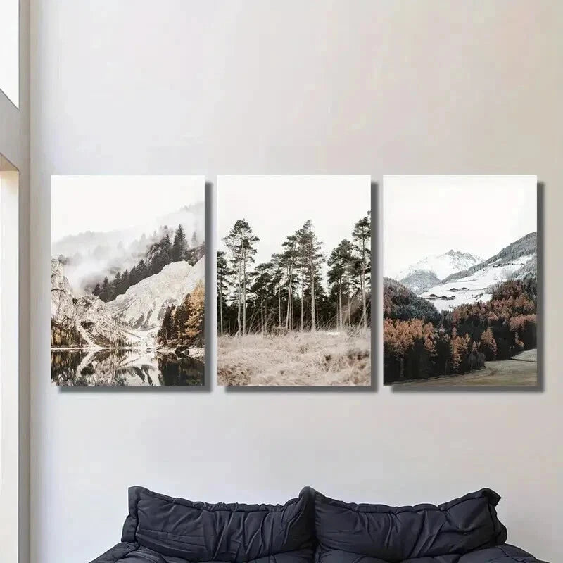 3pcs Beautiful Forest Trail with Pine Trees Wall Art Set Canvas Framed 40x60cm - High Quality Print 100% Australian Made Wall Canvas Ready to Hang