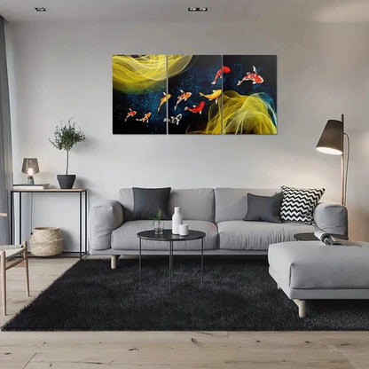 3pcs Modern Abstract Fish Textured Metal Print Ready to Hang Art