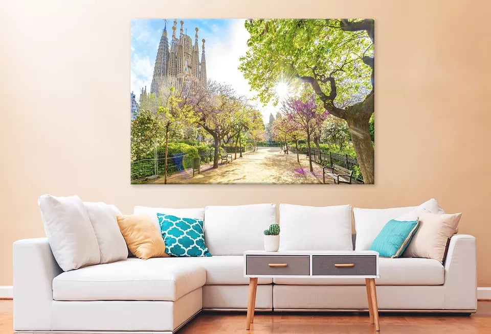 Blooming Spring Park In Barcelona Wall Art Decor 100% Australian Made