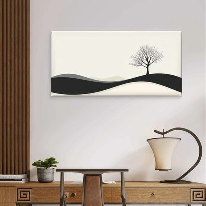 Minimalist Black and White Tree Wall Art Canvas Office Home Framed 120x60cm