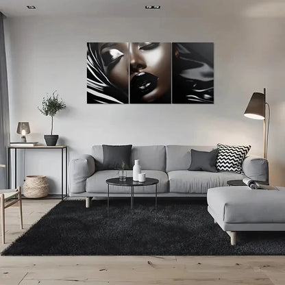 3pcs Modern Abstract Black and White Metal Print Ready to Hang Art