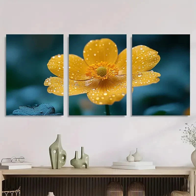 3pcs Buttercup Flower Gardener Nature Perfect Wall Art Set Canvas Framed 40x60cm - High Quality Print 100% Australian Made Wall Canvas Ready to Hang