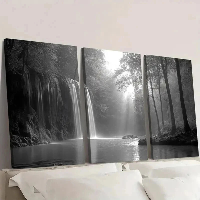 3pcs Haunting Black And White Forest Wall Art Set Canvas Framed 40x60cm - High Quality Print 100% Australian Made Wall Canvas Ready to Hang
