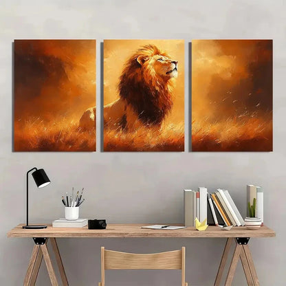 3pcs Lion Of Judah Painting Animal Themed Metal Print Ready to Hang Art