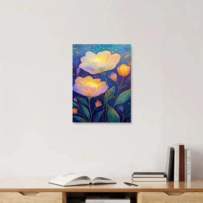 Beautiful Glowing Floral Magical Flower Painting 40x60cm Metal Print Ready to Hang
