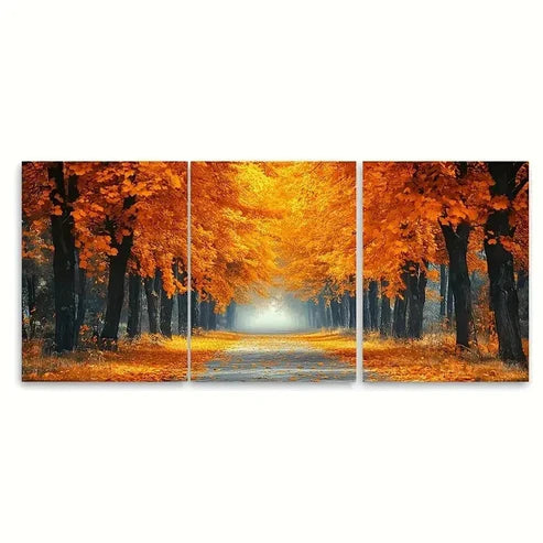 3pcs Yellow Orange Leaf Trees Decor Wall Art Set Canvas Unframed – High Quality Print 100% Australian Made Wall Canvas