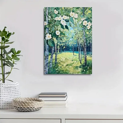 Flourishing Pear Tree Forest Landscape Painting 40x60cm Metal Print Ready to Hang