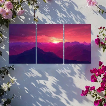 3pcs Activity in Andes Mountains At Sunset Metal Print Ready to Hang Art