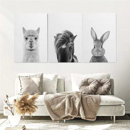 3pcs Horse Rabbit Animal Painting Wall Art Set Canvas Framed 60x90cm - High Quality Print 100% Australian Made Wall Canvas Ready to Hang