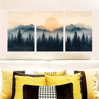 3pcs Evergreen Pine Tree Black and White Nature   Wall Art Set Canvas Framed 60x90cm - High Quality Print 100% Australian Made Wall Canvas Ready to Hang