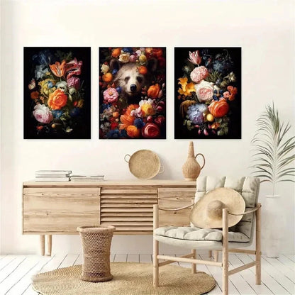 3pcs Roses Print, Still Life Flowers   Wall Art Set Canvas Framed 40x60cm - High Quality Print 100% Australian Made Wall Canvas Ready to Hang