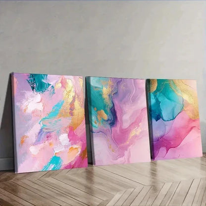3pcs Featuring Abstract Colorful Designs Wall Art Canvas Unframed - High Quality Print 100% Australian Made Wall Canvas