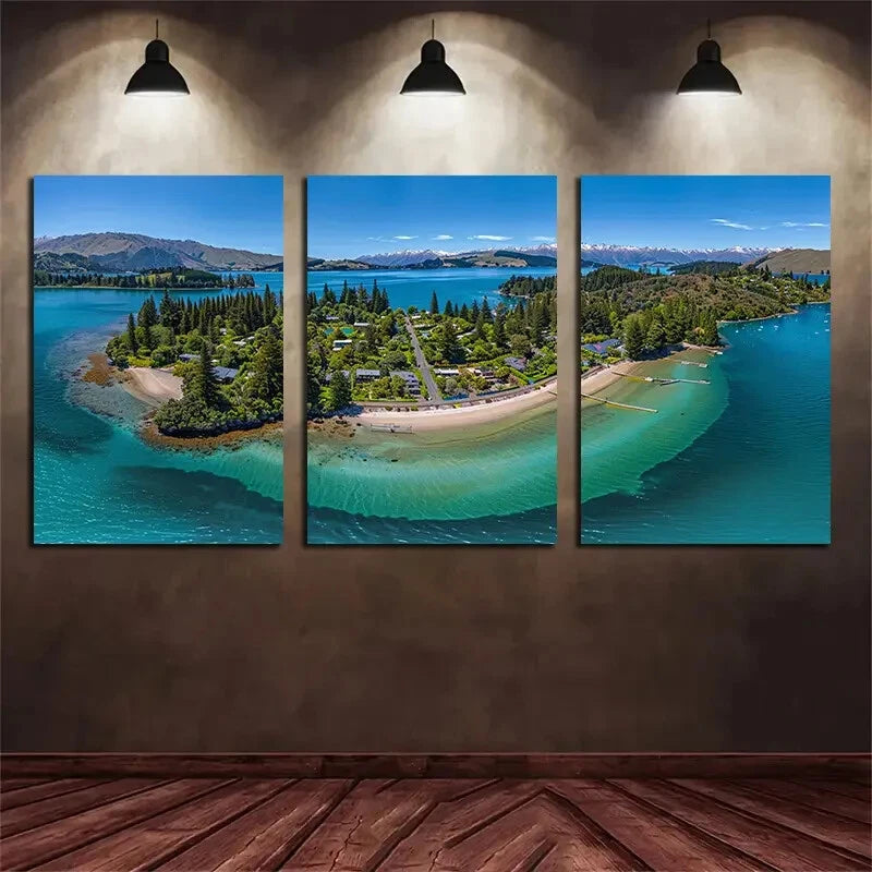 3pcs Scenic Beach &amp; Coastal Bird Eye View Metal Print Ready to Hang Art