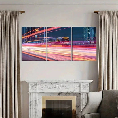3pcs High Speed Train Aesthetics Color Wall Art Set Canvas Framed 40x60cm - High Quality Print 100% Australian Made Wall Canvas Ready to Hang