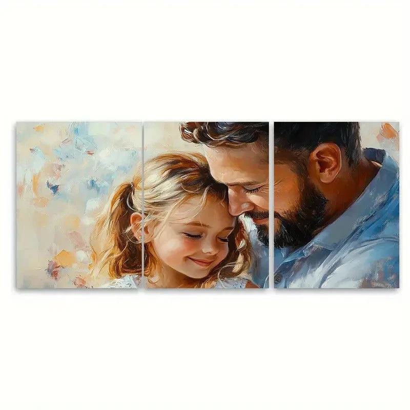 3pcs Lovely Father And Daughter O Wall Art Set Canvas Framed 50x70cm - High Quality Print 100% Australian Made Wall Canvas Ready to Hang