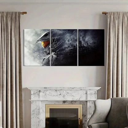 3pcs Popular Sci-Fi Game Halo Warriors  Wall Art Set Canvas Framed 40x60cm - High Quality Print 100% Australian Made Wall Canvas Ready to Hang