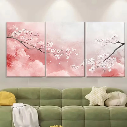 3pcs Serene Sakura Blossom Abstract Watercolor Metal Print Ready to Hang Art