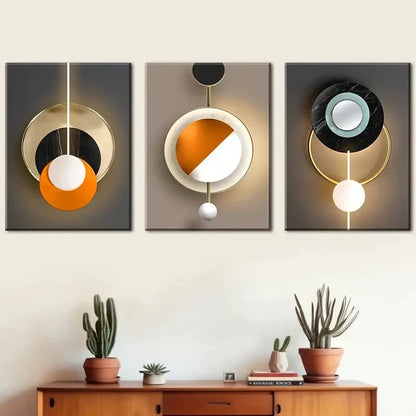 3pcs Modern Abstract Geometric Fashion Metal Print Ready to Hang Art