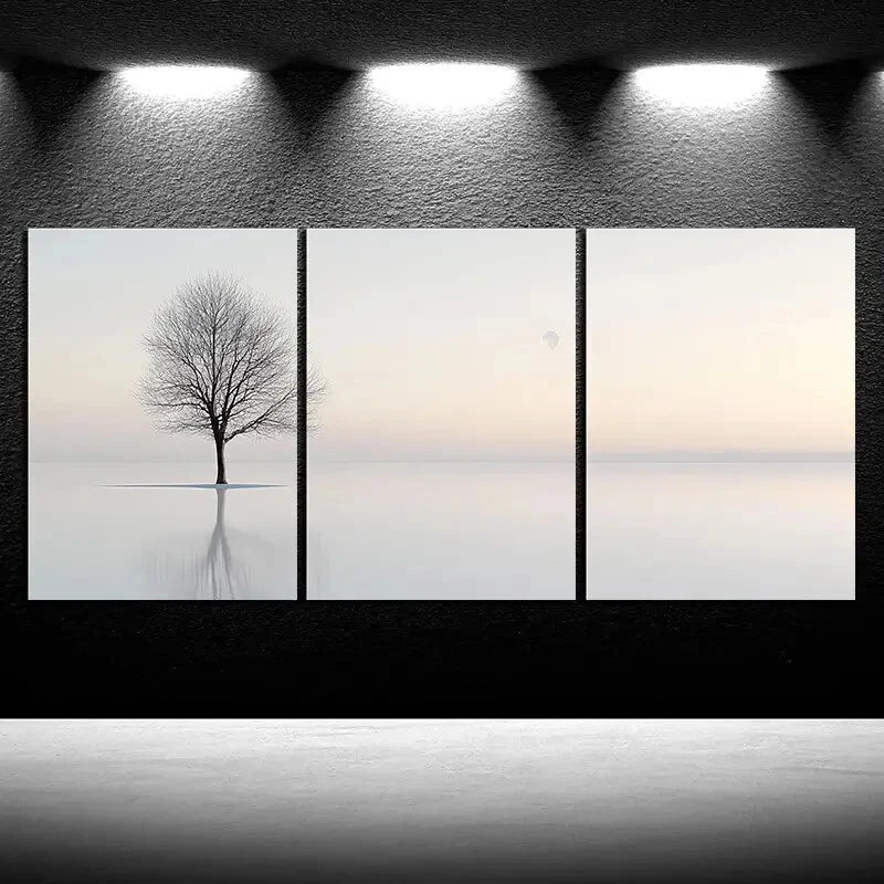 3pcs Reflection of Trees Painting Metal Print Ready to Hang Art