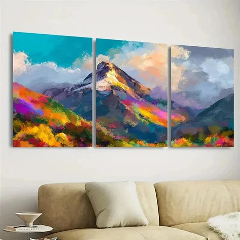 3pcs Mount in Switzerland, Mountain Wall Art Set Canvas Unframed - High Quality Print 100% Australian Made Wall Canvas