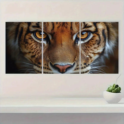 3pcs Vibrant Pink & Orange Tiger Metal Print Ready to Hang Art