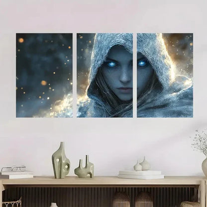 3pcs Enchanting Blue-Hooded Character Perfect Wall Art Set Canvas Unframed - High Quality Print 100% Australian Made Wall Canvas