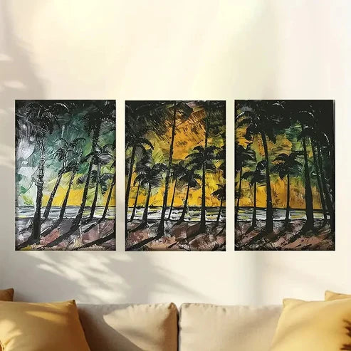 3pcs Colorful abstract island forest Wall Art Set Canvas Unframed - High Quality Print 100% Australian Made Wall Canvas