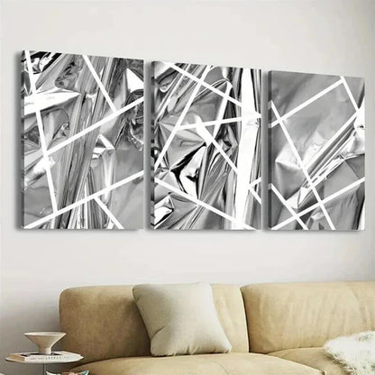 3pcs Abstract Black Designs And White Lines Art Set Canvas Unframed - High Quality Print 100% Australian Made Wall Canvas