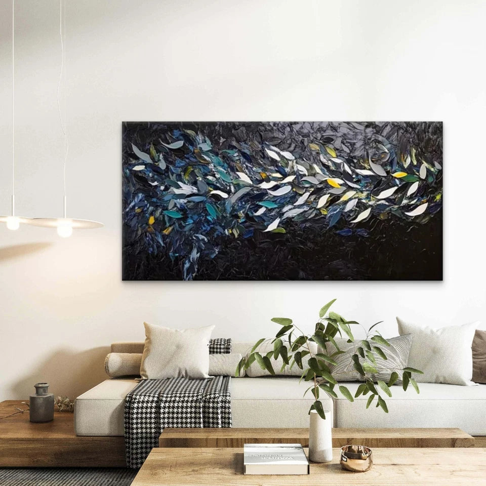 Vibrant Black Abstract Design Wall Art Canvas Office Home Room Framed 120x60cm