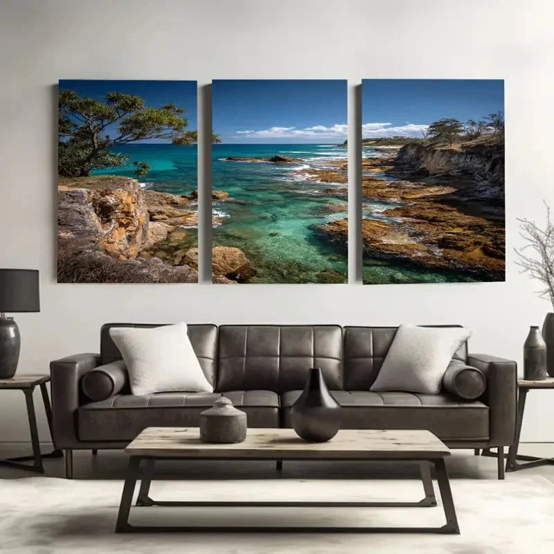 3pcs Nusa National Park Vibrant Australian Wall Art Set Canvas Framed 50x70cm - High Quality Print 100% Australian Made Wall Canvas Ready to Hang