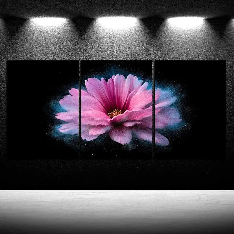 3pcs Colorful Flowers Purple Themed Metal Print Ready to Hang Art
