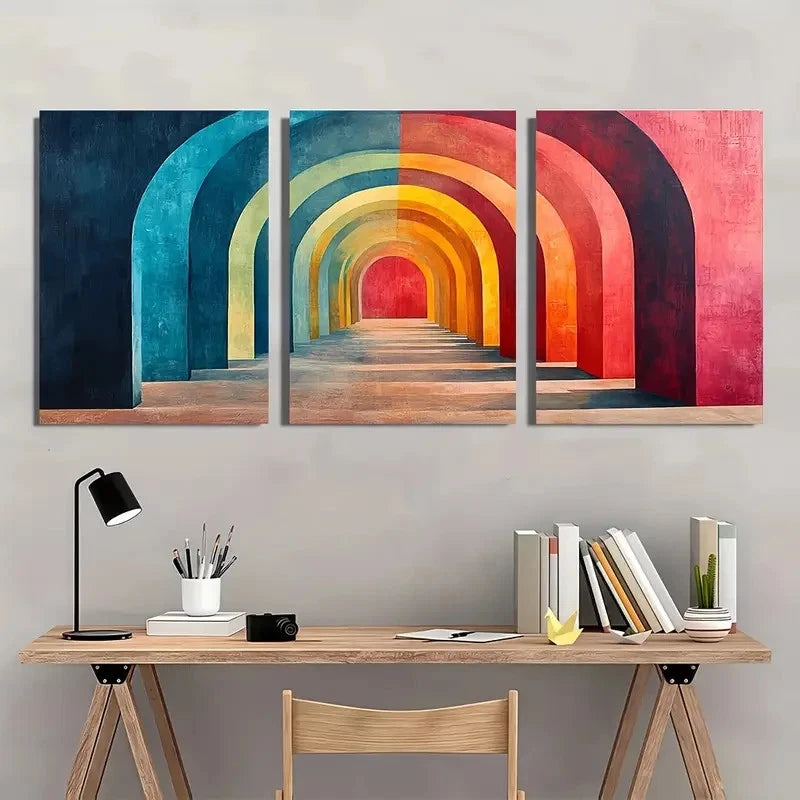 3pcs Arches Abstract Shape Dustin Way Perfect Wall Art Set Canvas Framed 40x60cm - High Quality Print 100% Australian Made Wall Canvas Ready to Hang