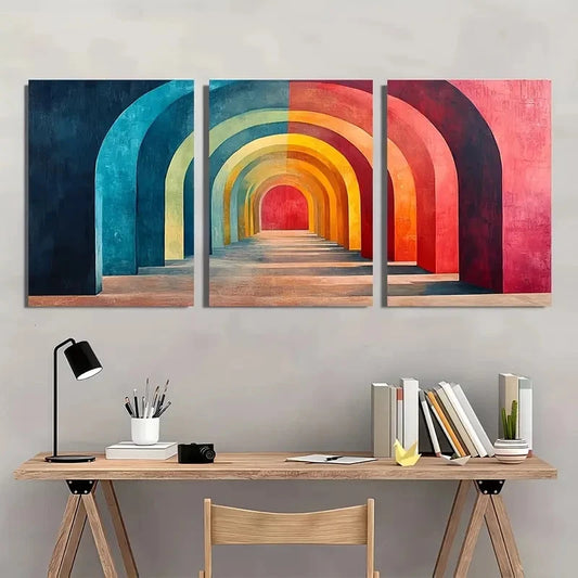 3pcs Arches Abstract Shape Dustin Way Perfect Wall Art Set Canvas Framed 40x60cm - High Quality Print 100% Australian Made Wall Canvas Ready to Hang