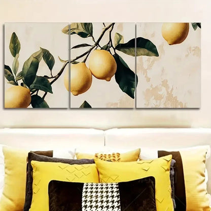 3pcs Vibrant Lemon Branches Wall Art Set Canvas Framed 50x70cm - High Quality Print 100% Australian Made Wall Canvas Ready to Hang