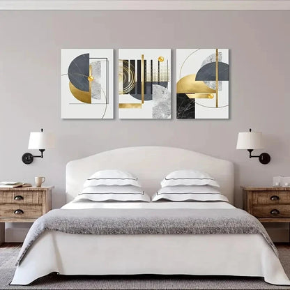 3pcs Modern Geometric Marble Texture Metal Print Ready to Hang Art